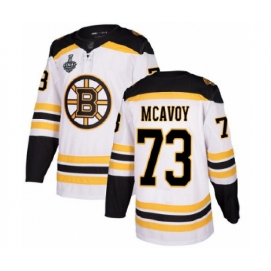 Youth Boston Bruins 73 Charlie McAvoy Authentic White Away 2019 Stanley Cup Final Bound Hockey Jersey