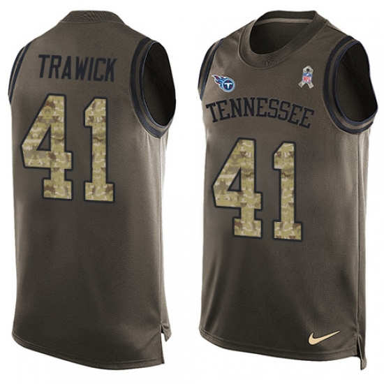 Men's Nike Tennessee Titans 41 Brynden Trawick Limited Green Salute to Service Tank Top NFL Jersey