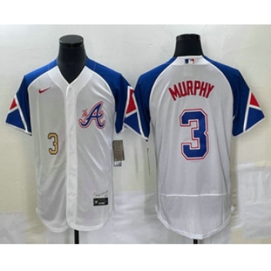 Men's Atlanta Braves 3 Dale Murphy Number White 2023 City Connect Flex Base Stitched Jersey2