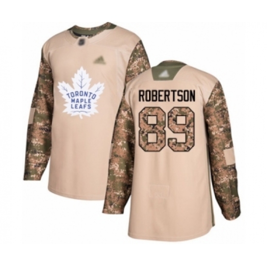 Men's Toronto Maple Leafs 89 Nicholas Robertson Authentic Camo Veterans Day Practice Hockey Jersey