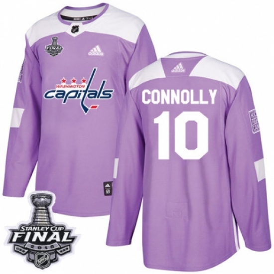 Youth Adidas Washington Capitals 10 Brett Connolly Authentic Purple Fights Cancer Practice 2018 Stanley Cup Final NHL Jersey