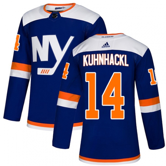 Men's Adidas New York Islanders 14 Tom Kuhnhackl Premier Blue Alternate NHL Jersey