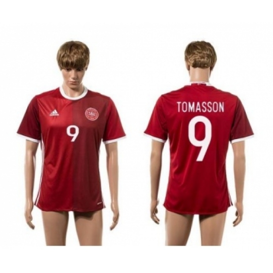 Danmark 9 Tomasson Red Home Soccer Country Jersey