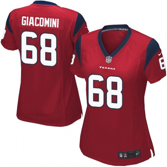 Women's Nike Houston Texans 68 Breno Giacomini Game Red Alternate NFL Jersey