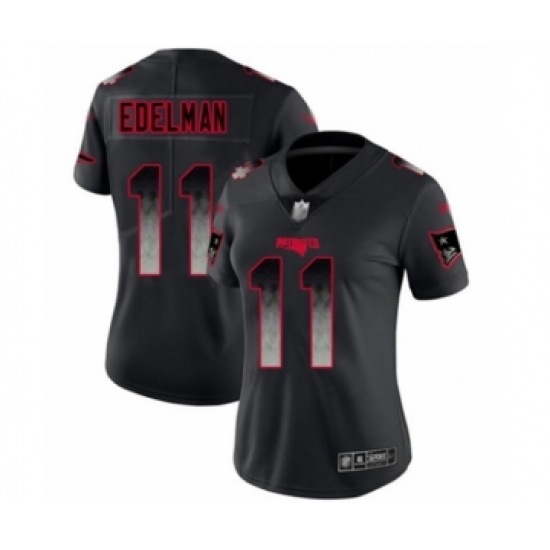 Women's New England Patriots 11 Julian Edelman Limited Black Smoke Fashion Football Jersey