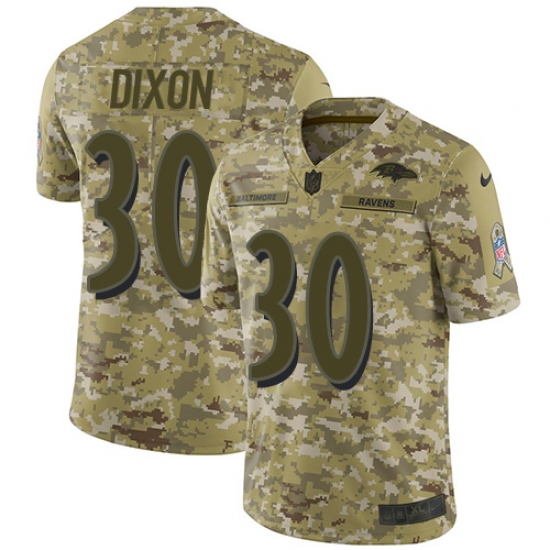 Youth Nike Baltimore Ravens 30 Kenneth Dixon Limited Camo 2018 Salute to Service NFL Jersey