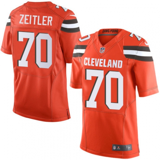 Men's Nike Cleveland Browns 70 Kevin Zeitler Elite Orange Alternate NFL Jersey