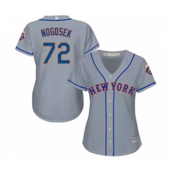 Women's New York Mets 72 Stephen Nogosek Authentic Grey Road Cool Base Baseball Player Jersey