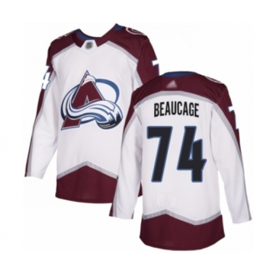 Youth Colorado Avalanche 74 Alex Beaucage Authentic White Away Hockey Jersey