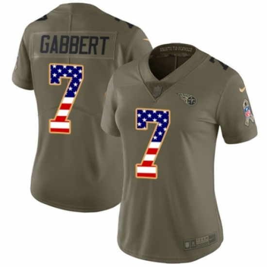 Women's Nike Tennessee Titans 7 Blaine Gabbert Limited Olive/USA Flag 2017 Salute to Service NFL Jersey