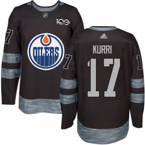 Men's Adidas Edmonton Oilers 17 Jari Kurri Authentic Black 1917-2017 100th Anniversary NHL Jersey