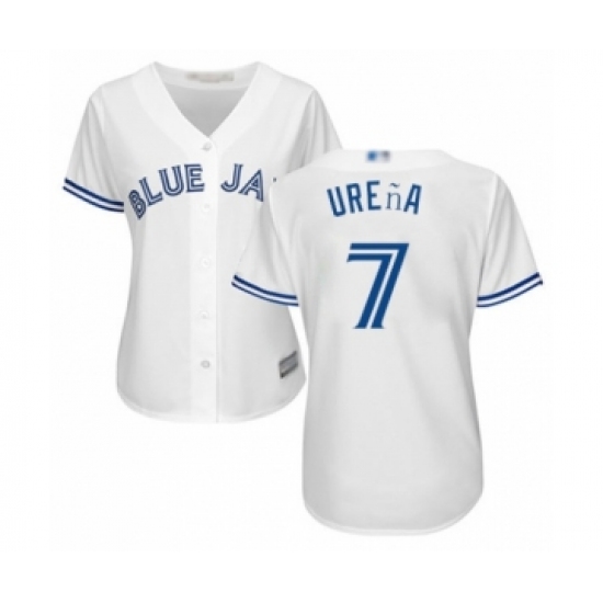 Women's Toronto Blue Jays 7 Richard Urena Authentic White Home Baseball Player Jersey