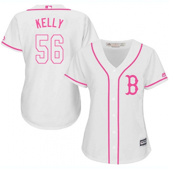 Women's Majestic Boston Red Sox 56 Joe Kelly Authentic White Fashion MLB Jersey