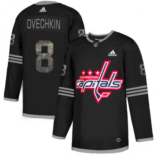 Men's Adidas Washington Capitals 8 Alex Ovechkin Black Authentic Classic Stitched NHL Jersey