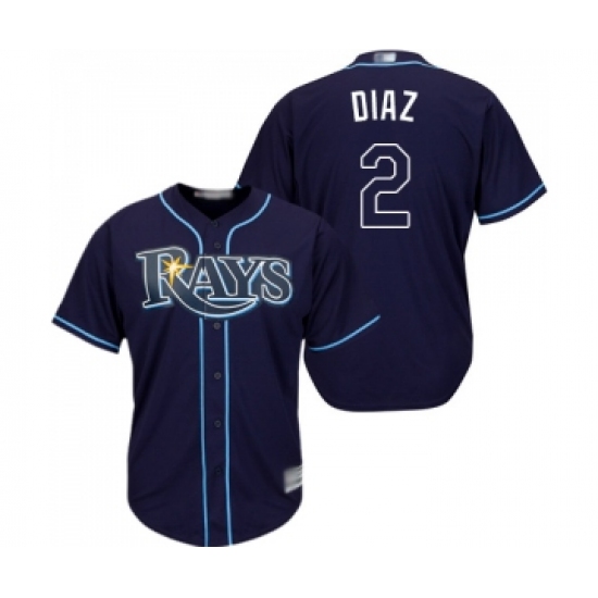 Men's Tampa Bay Rays 2 Yandy Diaz Replica Navy Blue Alternate Cool Base Baseball Jersey