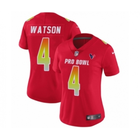 Women's Houston Texans 4 Deshaun Watson Limited Red AFC 2019 Pro Bowl Football Jersey