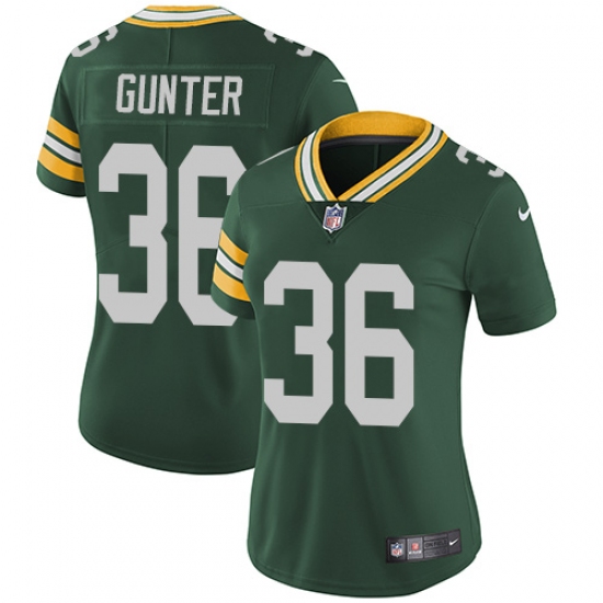 Women's Nike Green Bay Packers 36 LaDarius Gunter Elite Green Team Color NFL Jersey