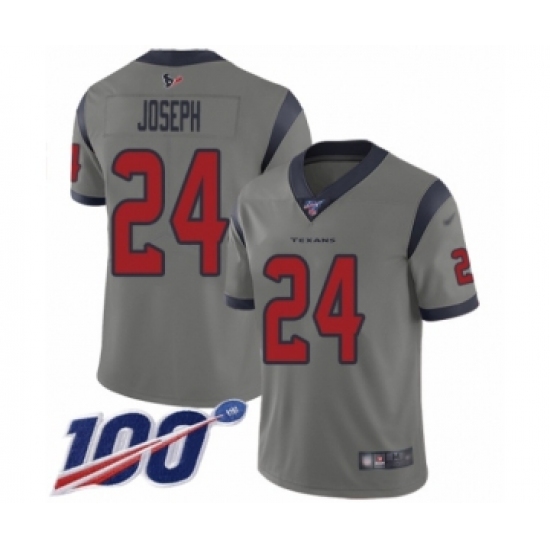 Men's Houston Texans 24 Johnathan Joseph Limited Gray Inverted Legend 100th Season Football Jersey