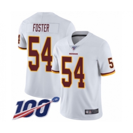 Men's Washington Redskins 54 Mason Foster White Vapor Untouchable Limited Player 100th Season Football Jersey