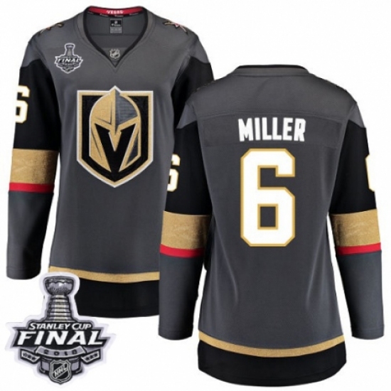 Women's Vegas Golden Knights 6 Colin Miller Authentic Black Home Fanatics Branded Breakaway 2018 Stanley Cup Final NHL Jersey