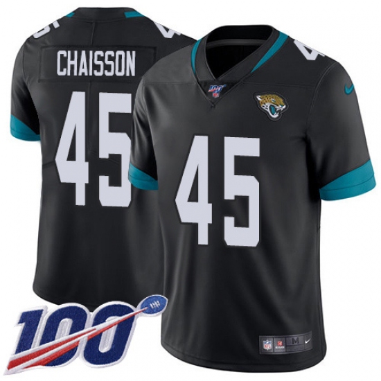 Youth Jacksonville Jaguars 45 K'Lavon Chaisson Black Team Color Stitched NFL 100th Season Vapor Untouchable Limited Jersey