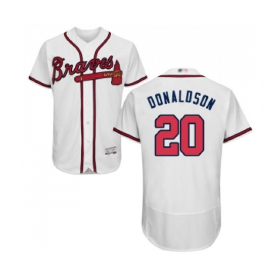 Men's Atlanta Braves 20 Josh Donaldson White Home Flex Base Authentic Collection Baseball Jersey