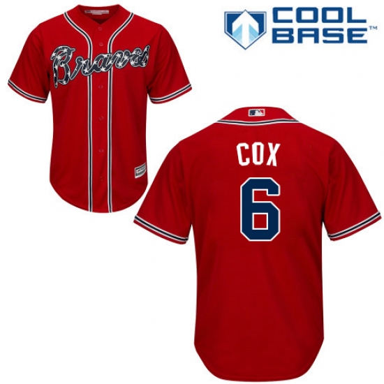 Youth Majestic Atlanta Braves 6 Bobby Cox Authentic Red Alternate Cool Base MLB Jersey