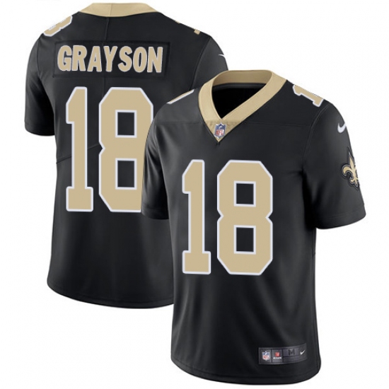 Youth Nike New Orleans Saints 18 Garrett Grayson Black Team Color Vapor Untouchable Limited Player NFL Jersey