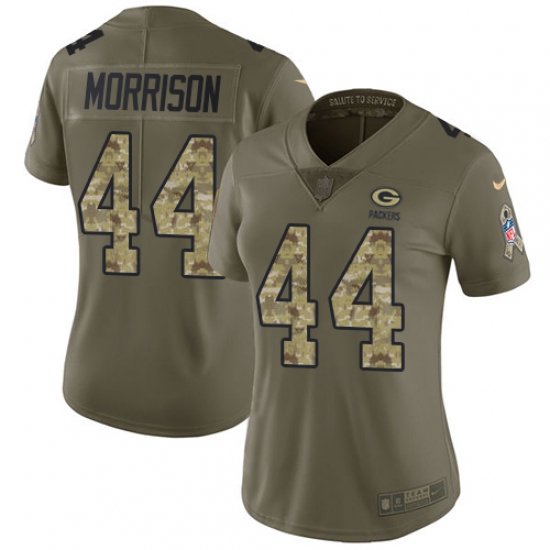 Women's Nike Green Bay Packers 44 Antonio Morrison Limited Olive Camo 2017 Salute to Service NFL Jersey