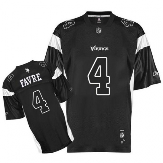 Reebok Minnesota Vikings 4 Brett Favre Black Shadow Replica Throwback NFL Jersey