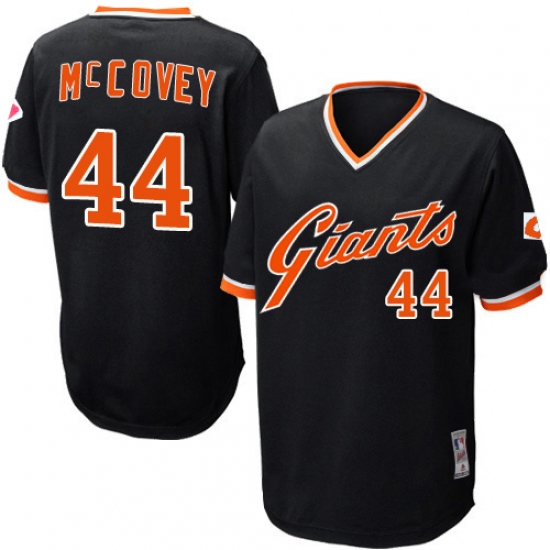 Men's Mitchell and Ness San Francisco Giants 44 Willie McCovey Replica Black Throwback MLB Jersey