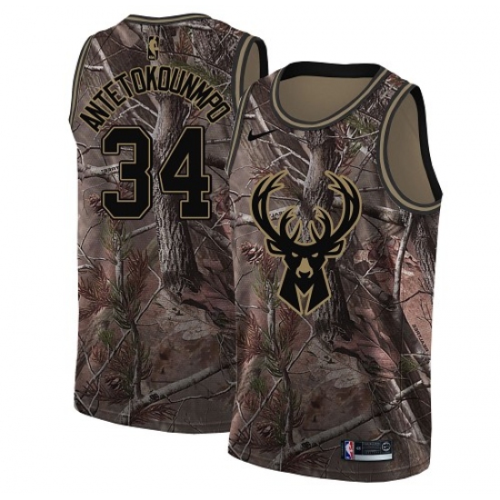 Women's Nike Milwaukee Bucks 34 Giannis Antetokounmpo Swingman Camo Realtree Collection NBA Jersey