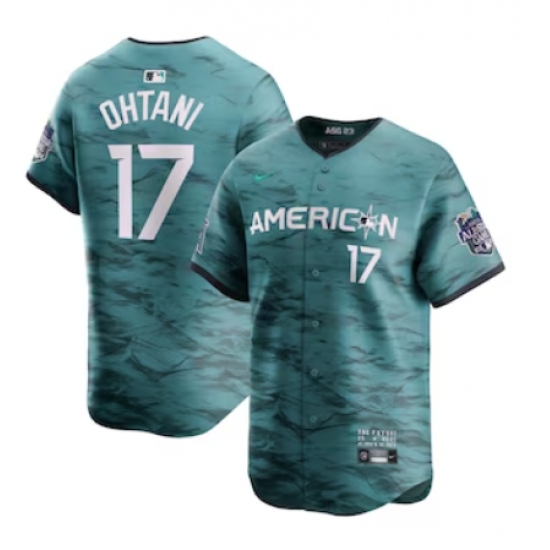 Men's American League 17 Shohei Ohtani Nike Teal 2023 MLB All-Star Game Limited Player Jersey