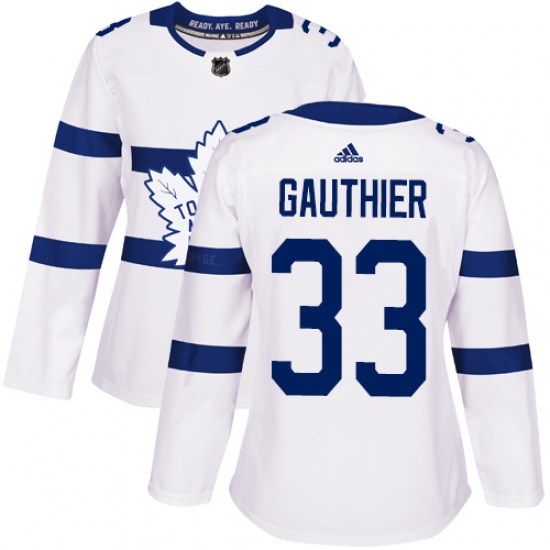 Women's Adidas Toronto Maple Leafs 33 Frederik Gauthier Authentic White 2018 Stadium Series NHL Jersey