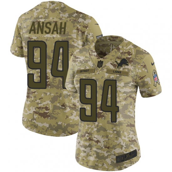 Women's Nike Detroit Lions 94 Ziggy Ansah Limited Camo 2018 Salute to Service NFL Jersey