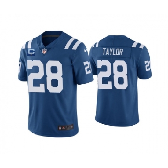 Men's Indianapolis Colts 2022 28 Jonathan Taylor Royal With 1-star C Patch Vapor Untouchable Limited Stitched Jersey