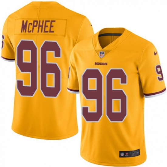 Men's Nike Washington Redskins 96 Pernell McPhee Limited Gold Rush Vapor Untouchable NFL Jersey