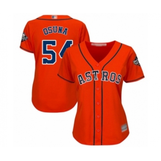 Women's Houston Astros 54 Roberto Osuna Authentic Orange Alternate Cool Base 2019 World Series Bound Baseball Jersey