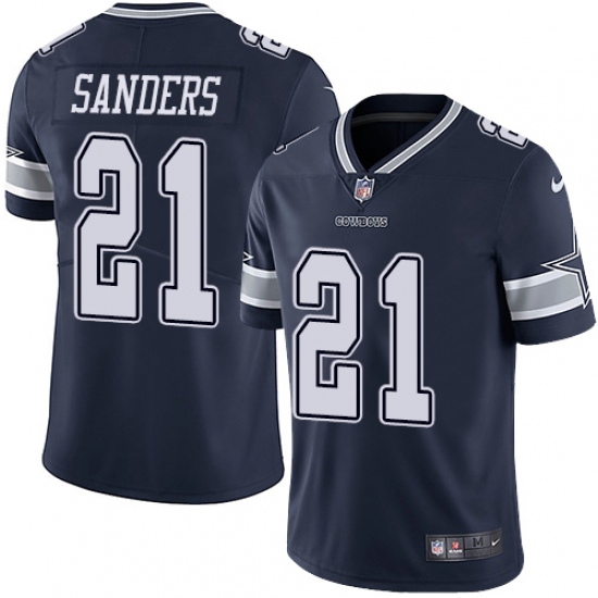 Men's Nike Dallas Cowboys 21 Deion Sanders Navy Blue Team Color Vapor Untouchable Limited Player NFL Jersey