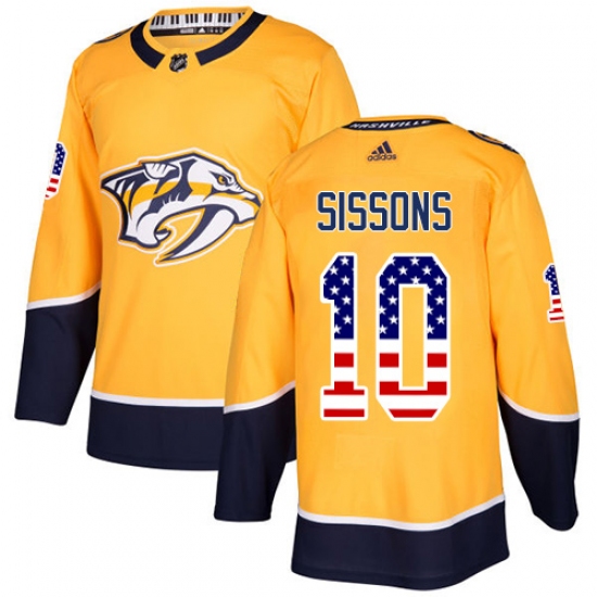 Youth Adidas Nashville Predators 10 Colton Sissons Authentic Gold USA Flag Fashion NHL Jersey