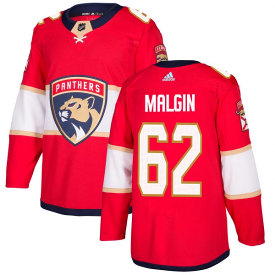 Men's Adidas Florida Panthers 62 Denis Malgin Premier Red Home NHL Jersey