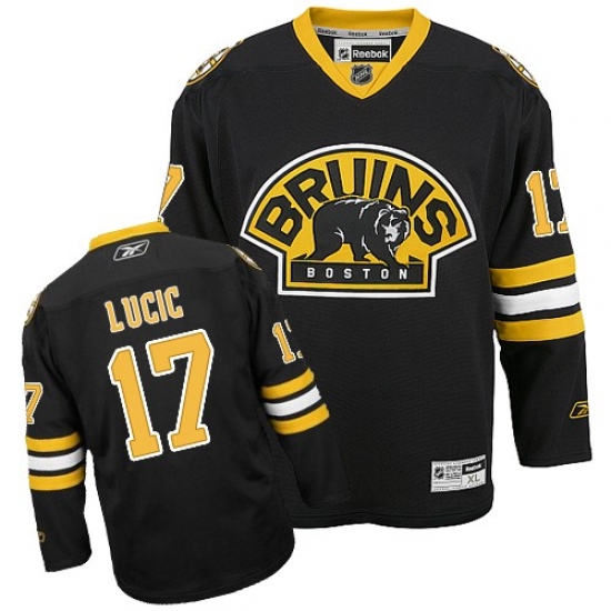 Women's Reebok Boston Bruins 17 Milan Lucic Authentic Black Third NHL Jersey