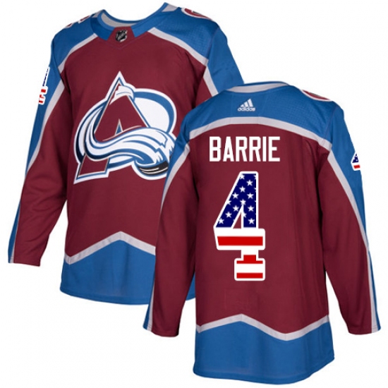 Men's Adidas Colorado Avalanche 4 Tyson Barrie Authentic Burgundy Red USA Flag Fashion NHL Jersey