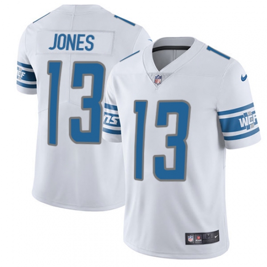 Men's Nike Detroit Lions 13 T.J. Jones Elite White NFL Jersey