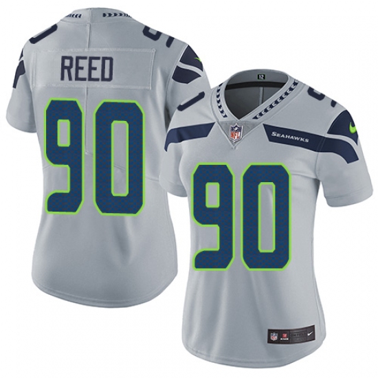 Women's Nike Seattle Seahawks 90 Jarran Reed Grey Alternate Vapor Untouchable Limited Player NFL Jersey