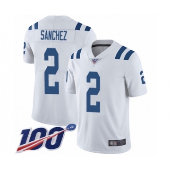 Men's Indianapolis Colts 2 Rigoberto Sanchez White Vapor Untouchable Limited Player 100th Season Football Jersey