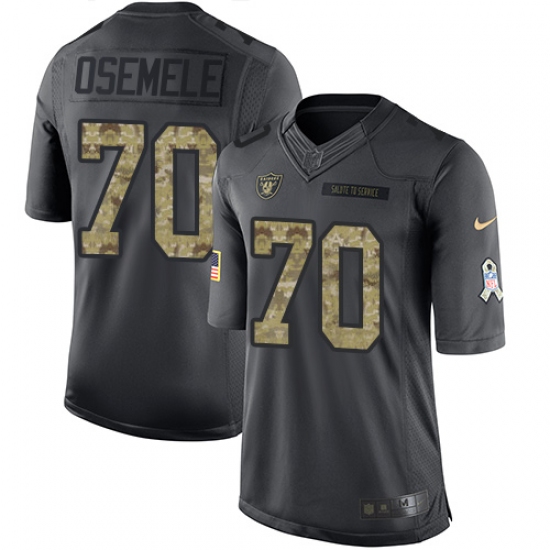 Men's Nike Oakland Raiders 70 Kelechi Osemele Limited Black 2016 Salute to Service NFL Jersey