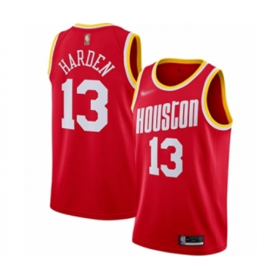 Men's Houston Rockets 13 James Harden Authentic Red Hardwood Classics Finished Basketball Jersey