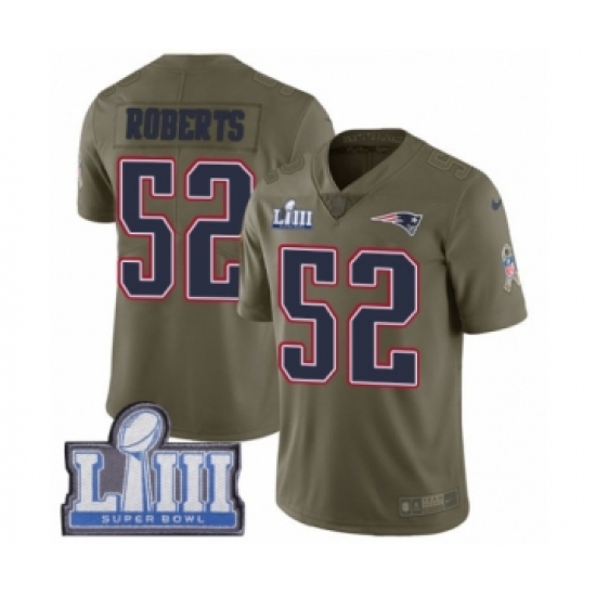 Men's Nike New England Patriots 52 Elandon Roberts Limited Olive 2017 Salute to Service Super Bowl LIII Bound NFL Jersey