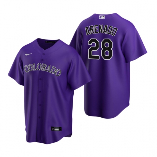 Men's Nike Colorado Rockies 28 Nolan Arenado Purple Alternate Stitched Baseball Jersey